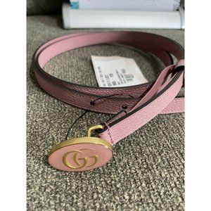 Gucci GG enamel buckle leather belt pink